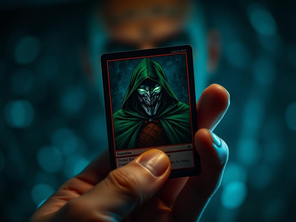 Eric holding a Marvel × Magic Doctor Doom card up close